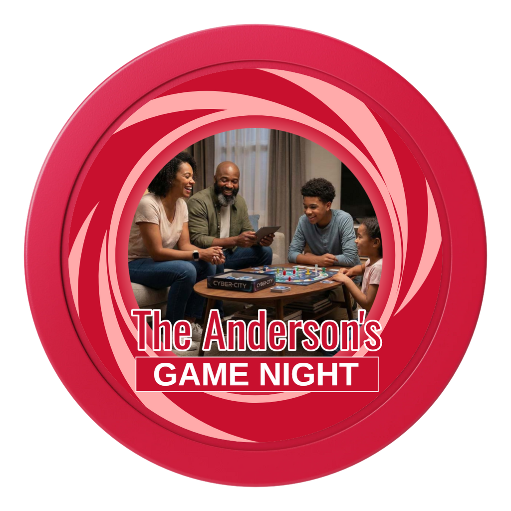 Anderson's Game Night 2" Oversized Poker Chip - Custom Dealer Button & Card Protector - Red - Front