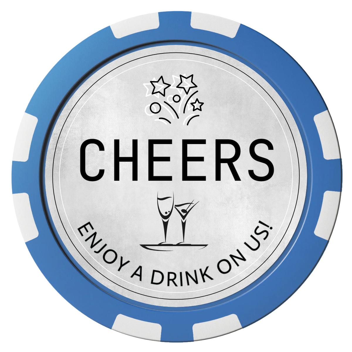 Chique Wedding Token Composite Poker Chips - Blue / 8 Stripe - Front