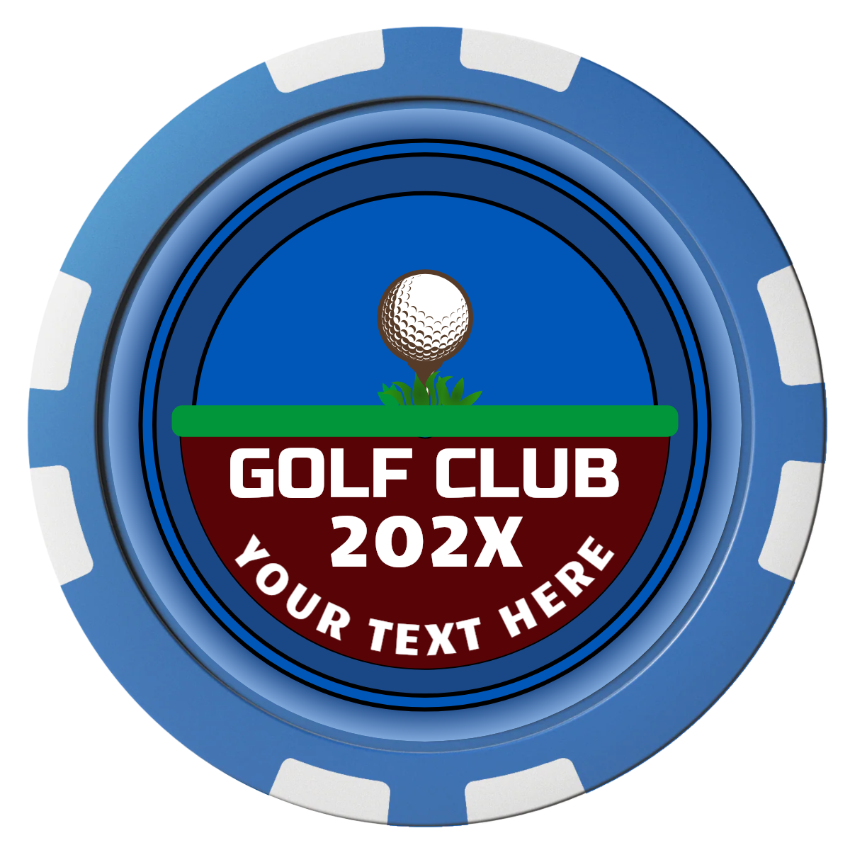 Teed Up Composite Poker Chips - Blue / 8 Stripe - Front