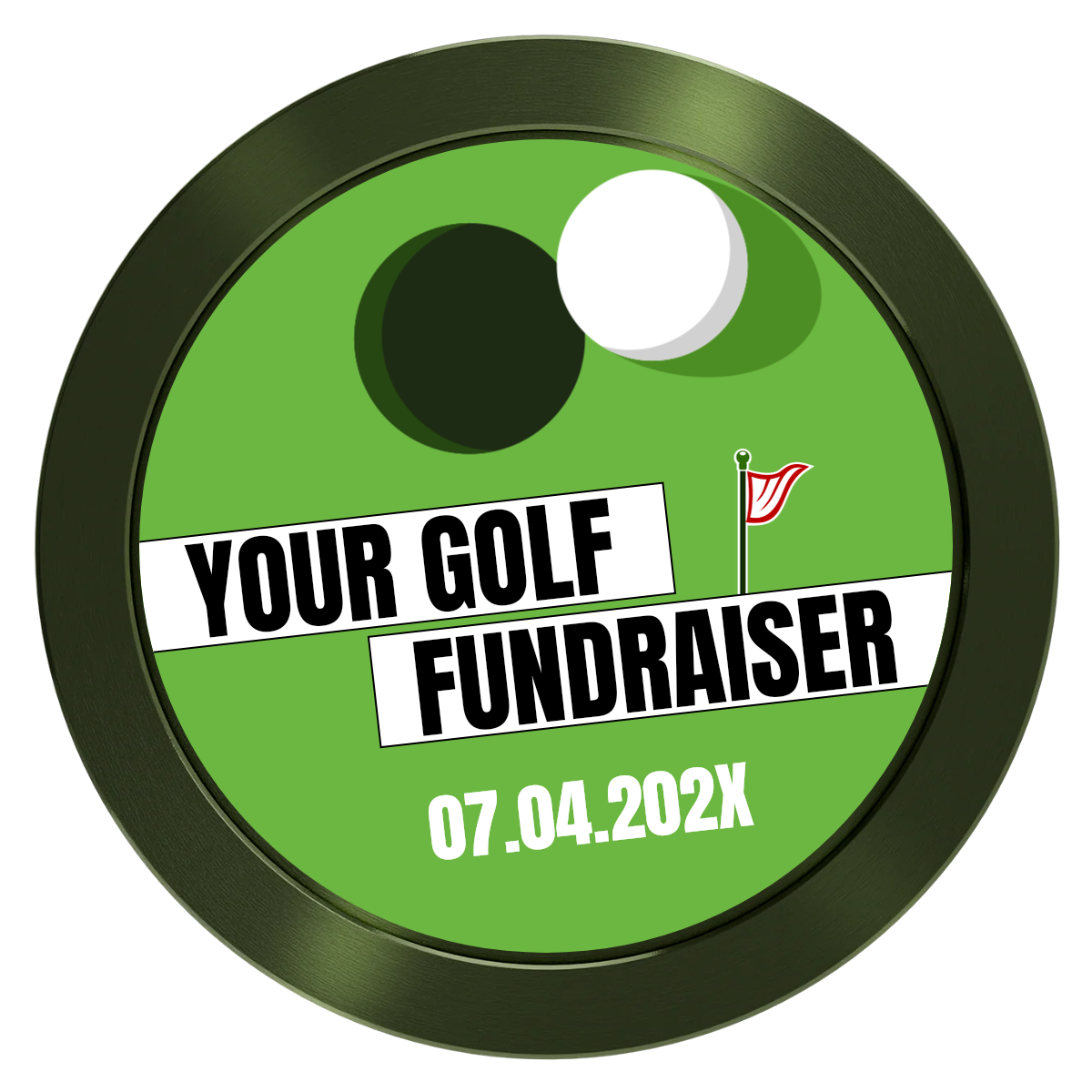 Putting Around Tournament Aluminum Poker Chips - Green - Front