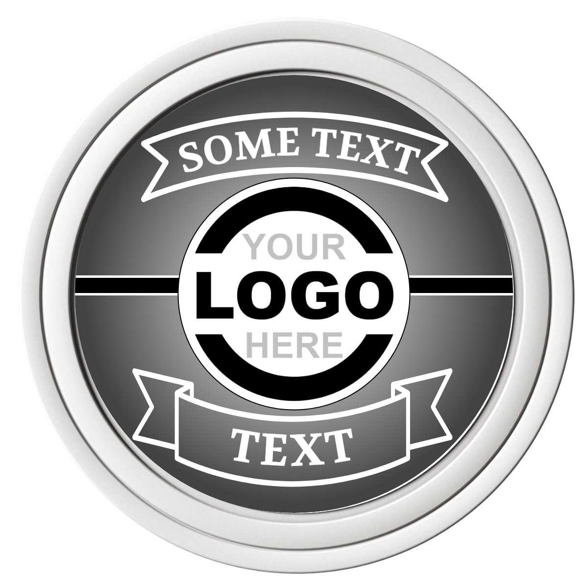 Double Banner Composite Poker Chips - White / Solid - Front