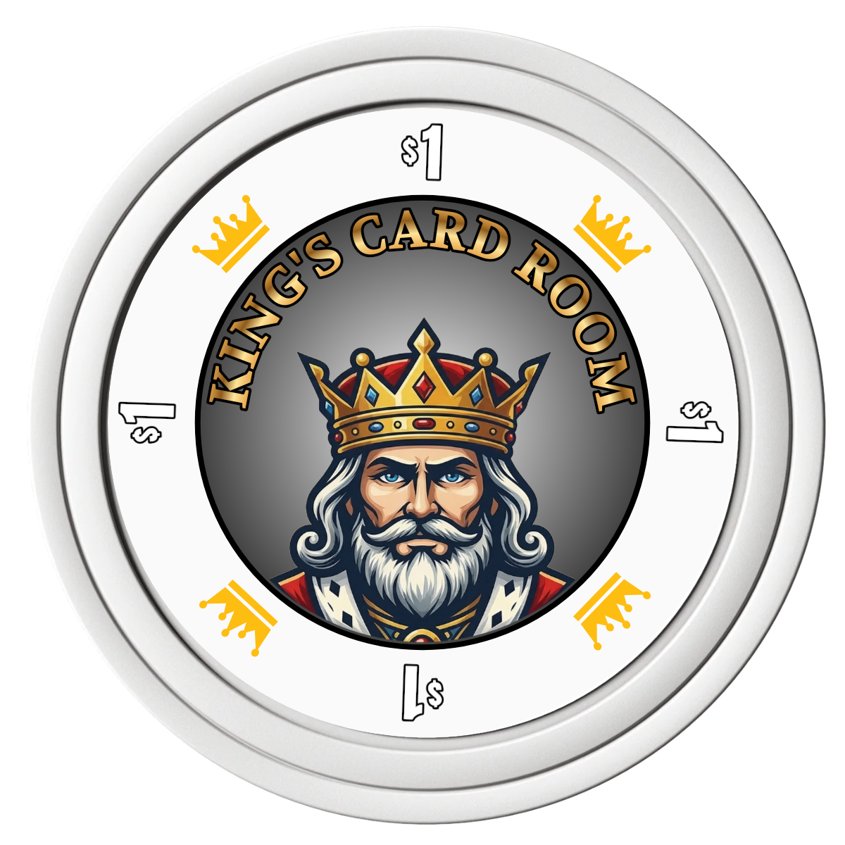 Kings Composite Poker Chips - White / Solid - Front