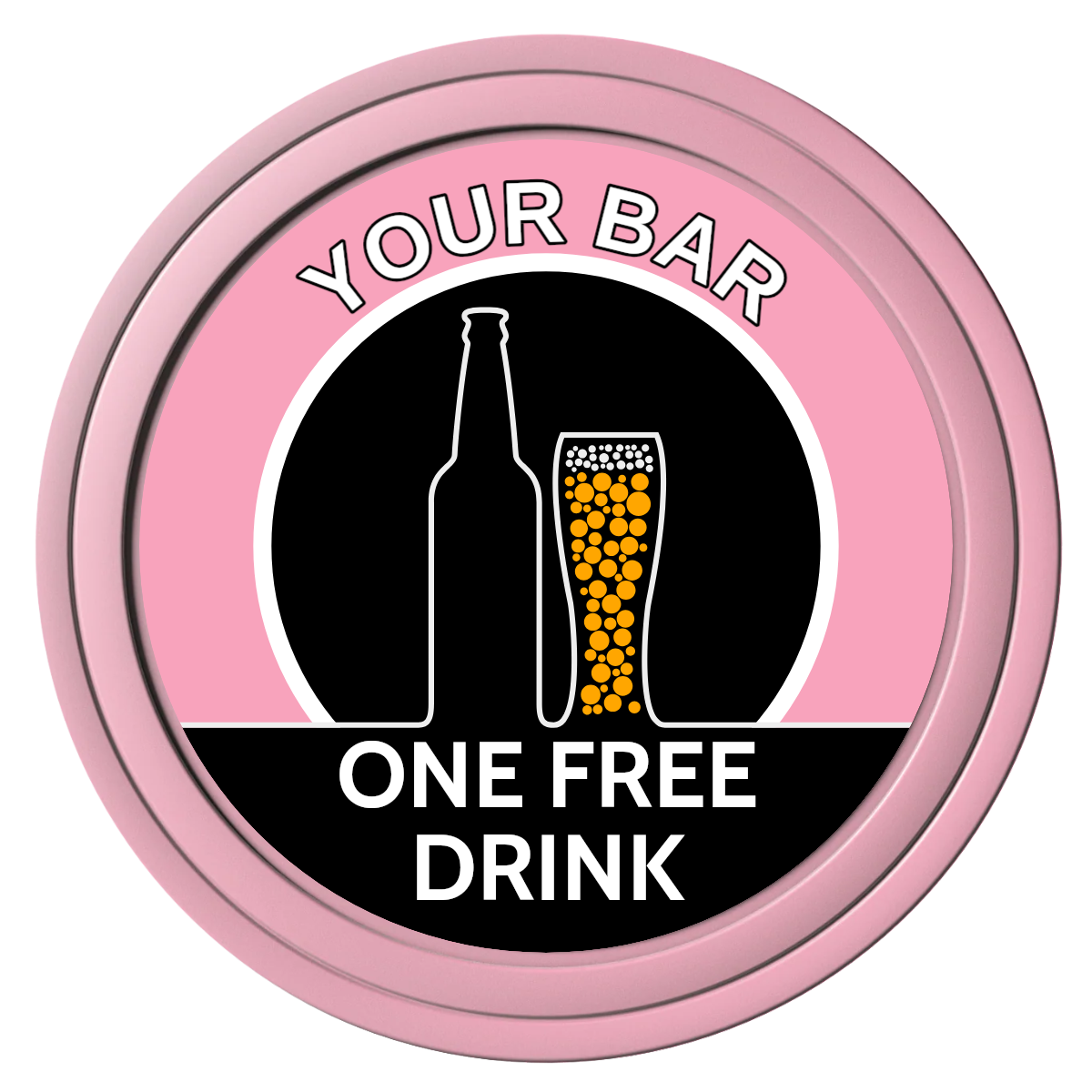 Beer and Glass Composite Poker Chips - Pink / Solid - Front