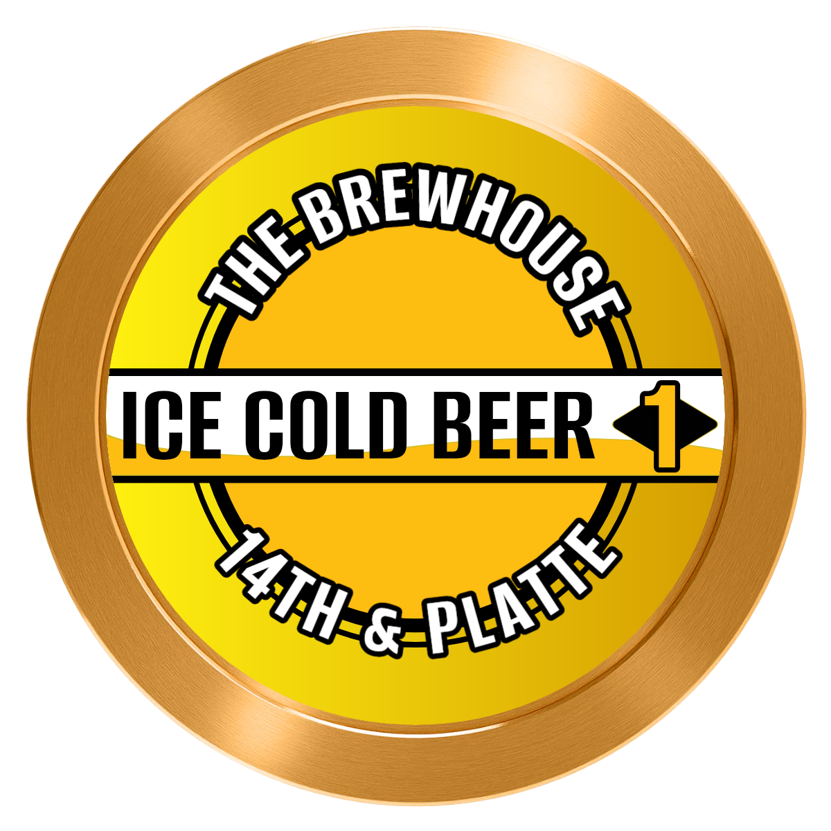 Ice Cold Beer Drink Token Aluminum Poker Chips - Gold - Front