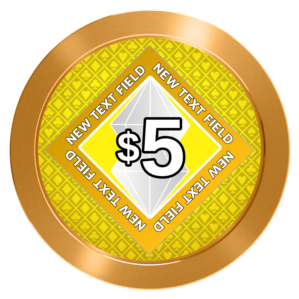 Diamond in the Rough Aluminum Poker Chips - Gold - Front