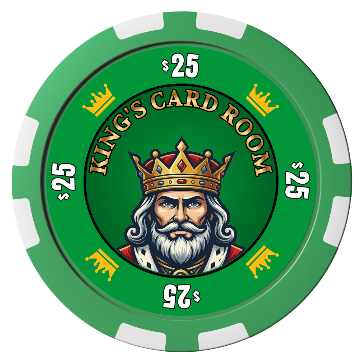 Kings Composite Poker Chips - Green / 8 Stripe - Front