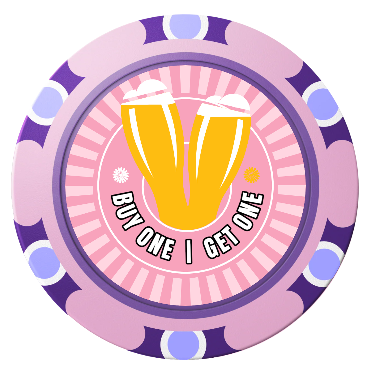 Double Pint Clay Poker Chips - Pink / Monte Carlo / 40mm - Front