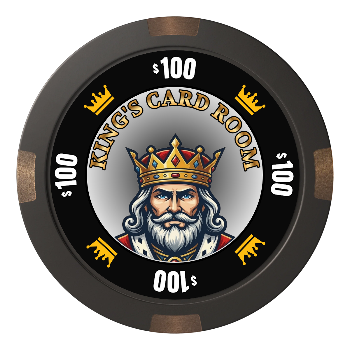 Kings Composite & Metal Hybrid Poker Chips - Black - Front