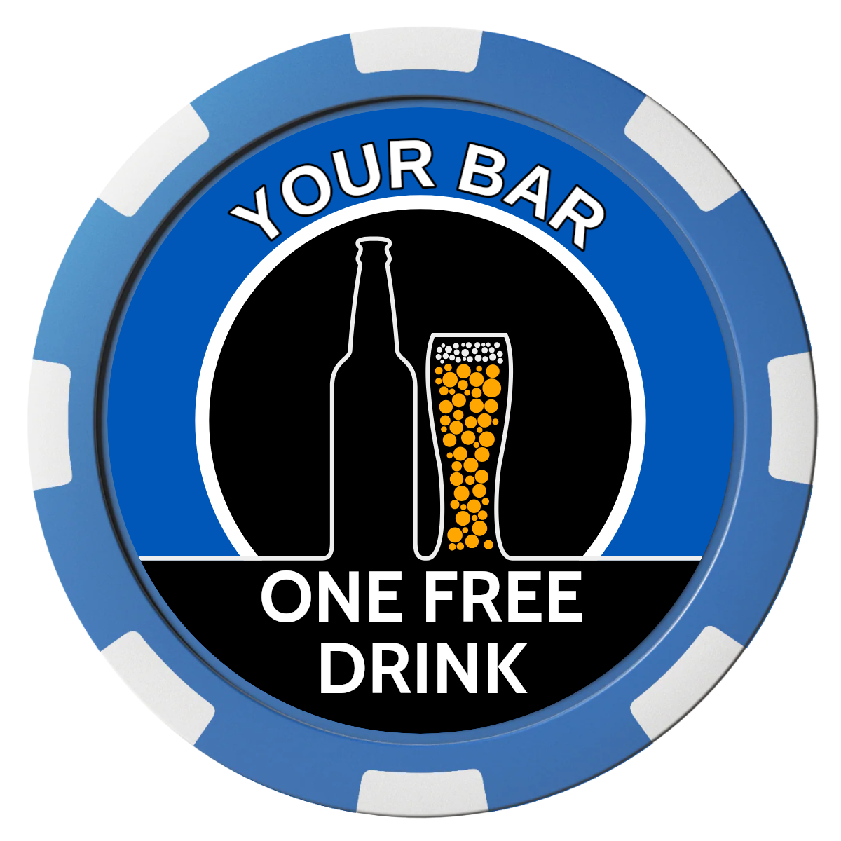 Beer and Glass Composite Poker Chips - Blue / 8 Spot - Front