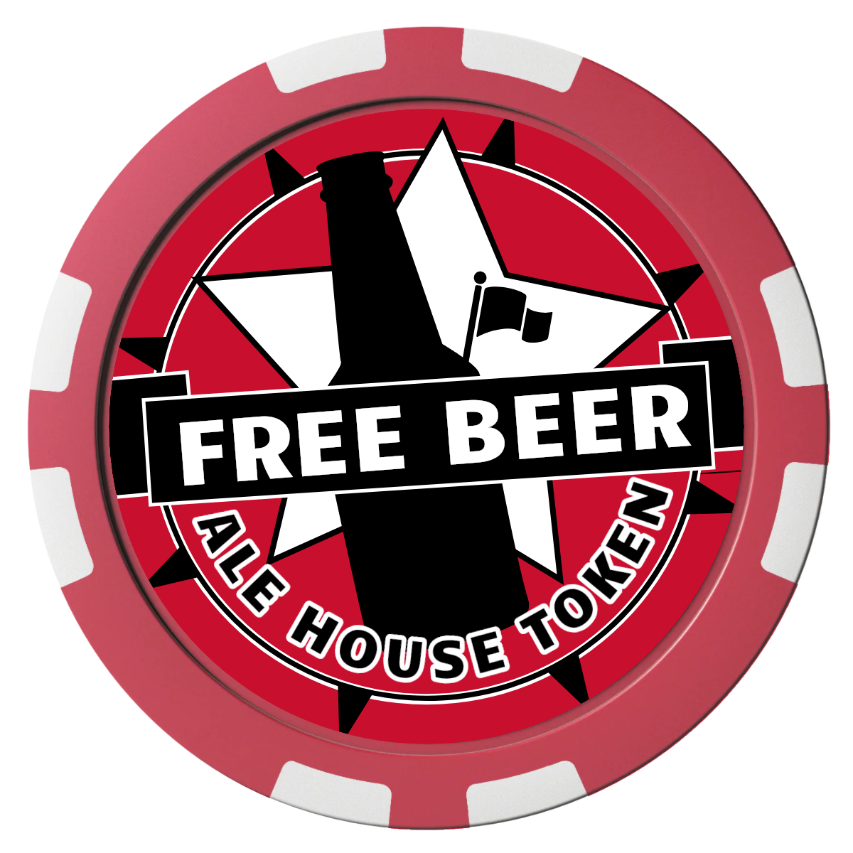 Free Beer Drink Composite Poker Chips - Red / 8 Stripe - Front