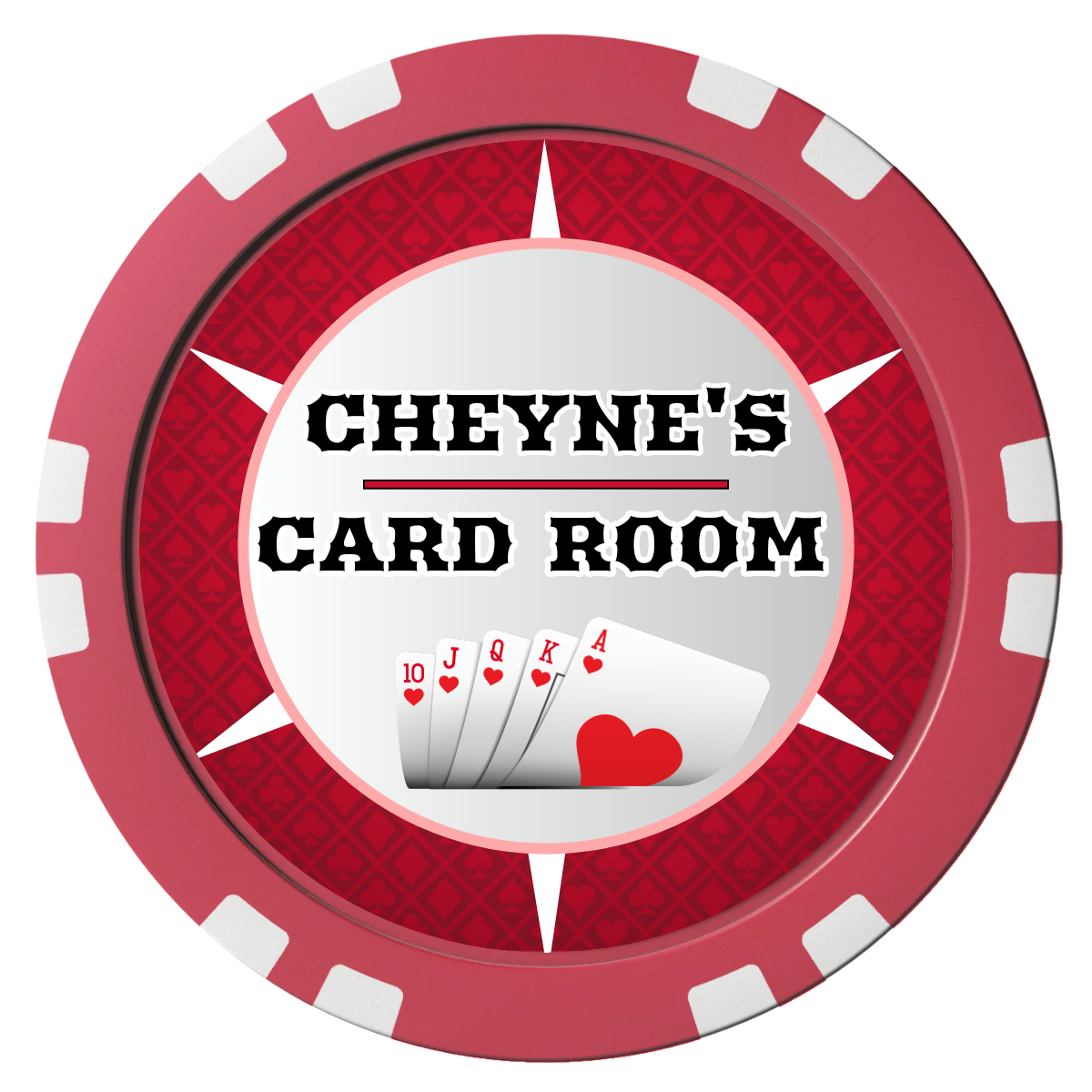 Cheyne's Card Room Composite Poker Chips - Red / Double Stripe - Front