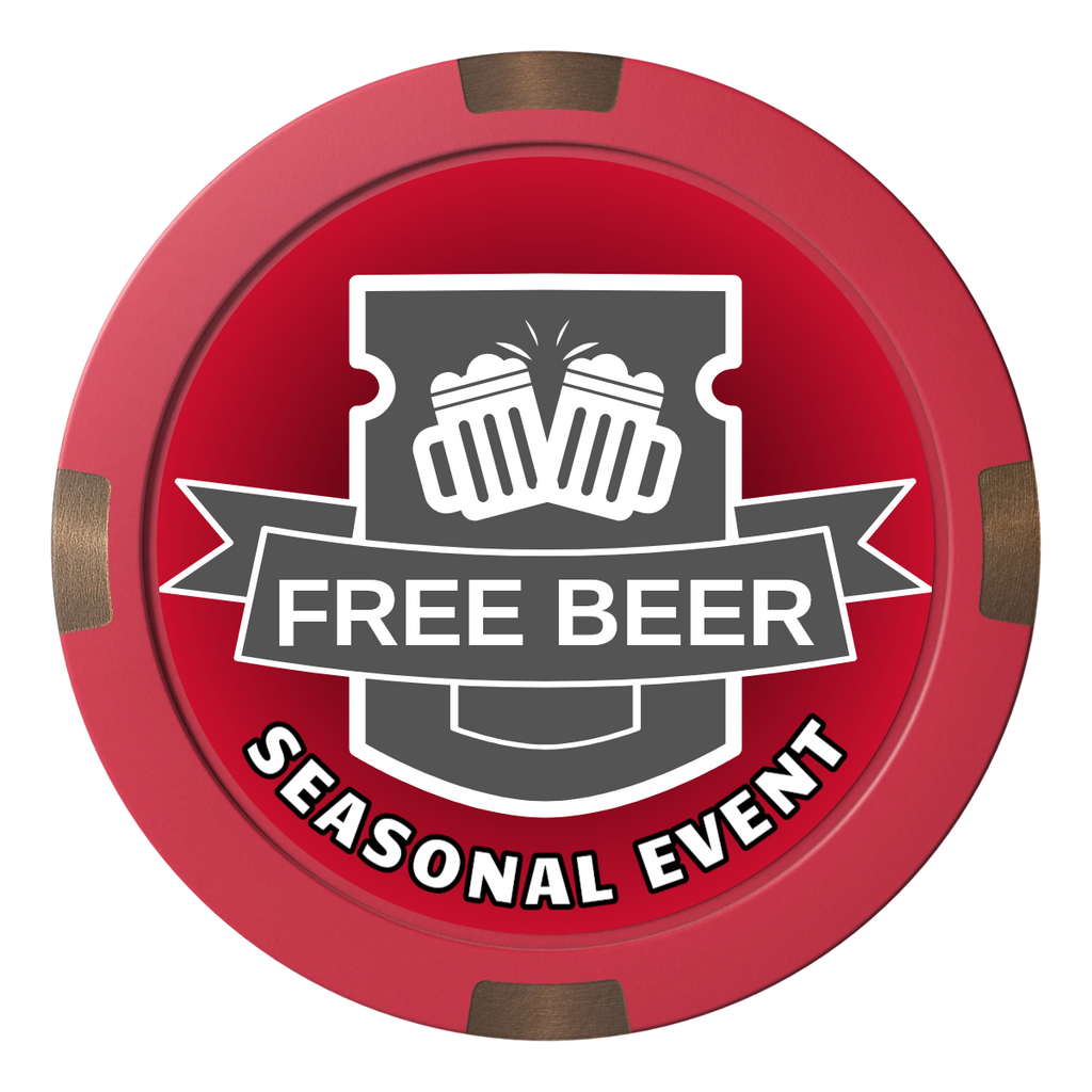 Craft Beer #001 Composite & Metal Hybrid Poker Chips - Red - Front