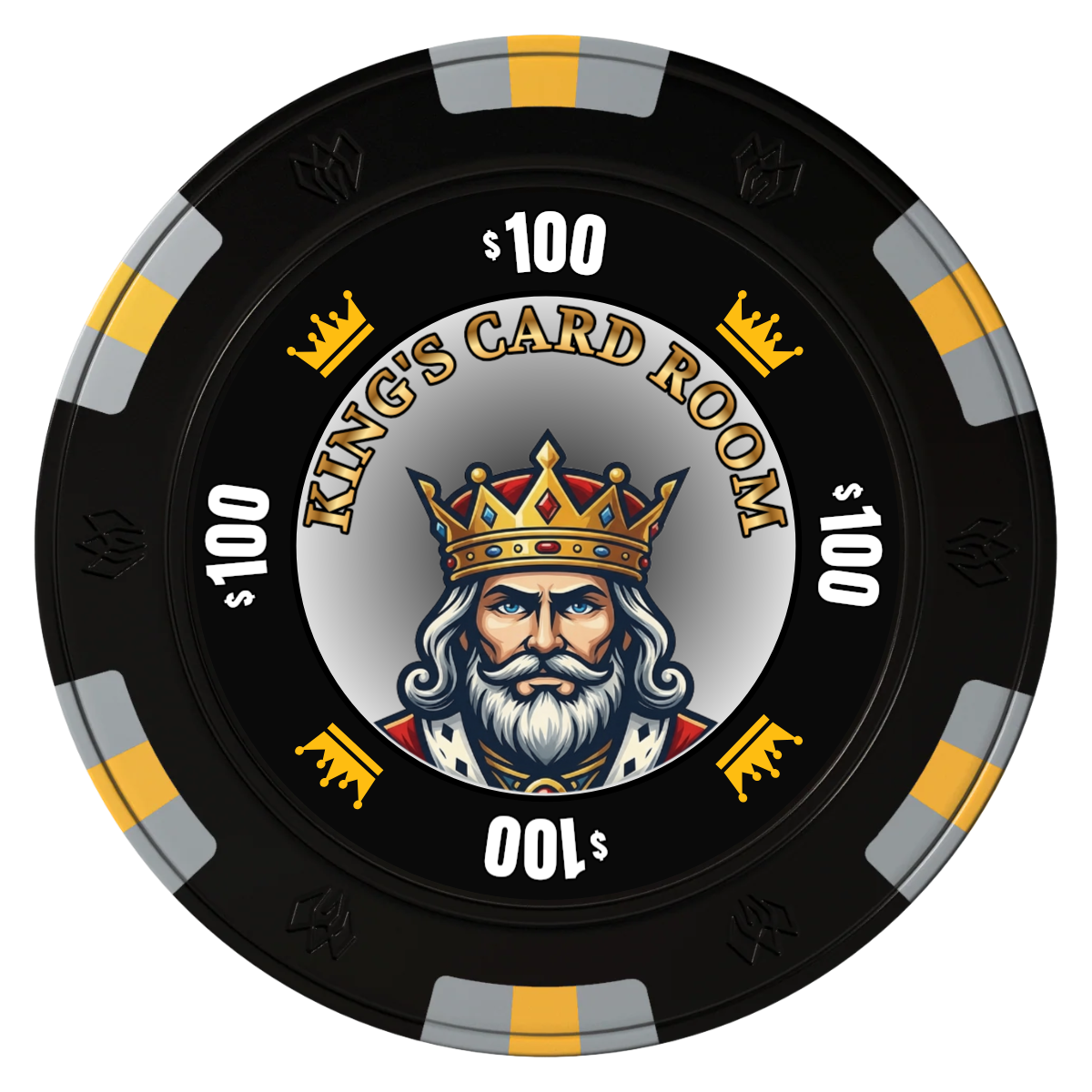 Kings Clay Poker Chips - Black / 6 Spot Gem / 40mm - Back