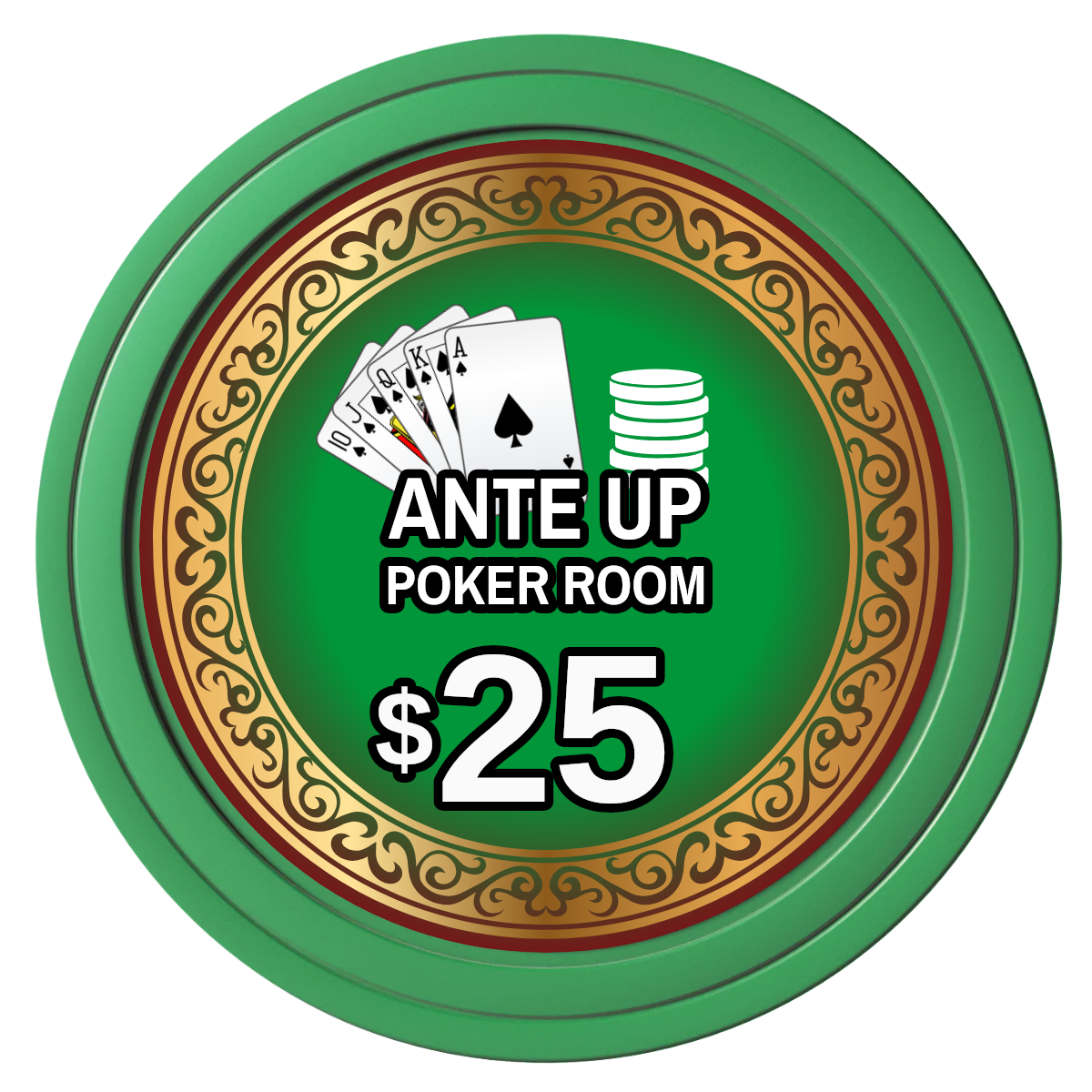 Ante Up Poker Room Composite Poker Chips - Green / Solid - Front