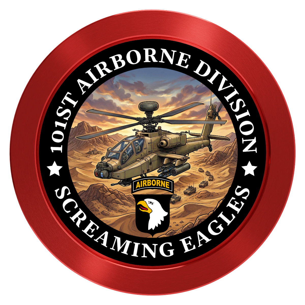 Army Airborne Aluminum Poker Chips - Red - Front