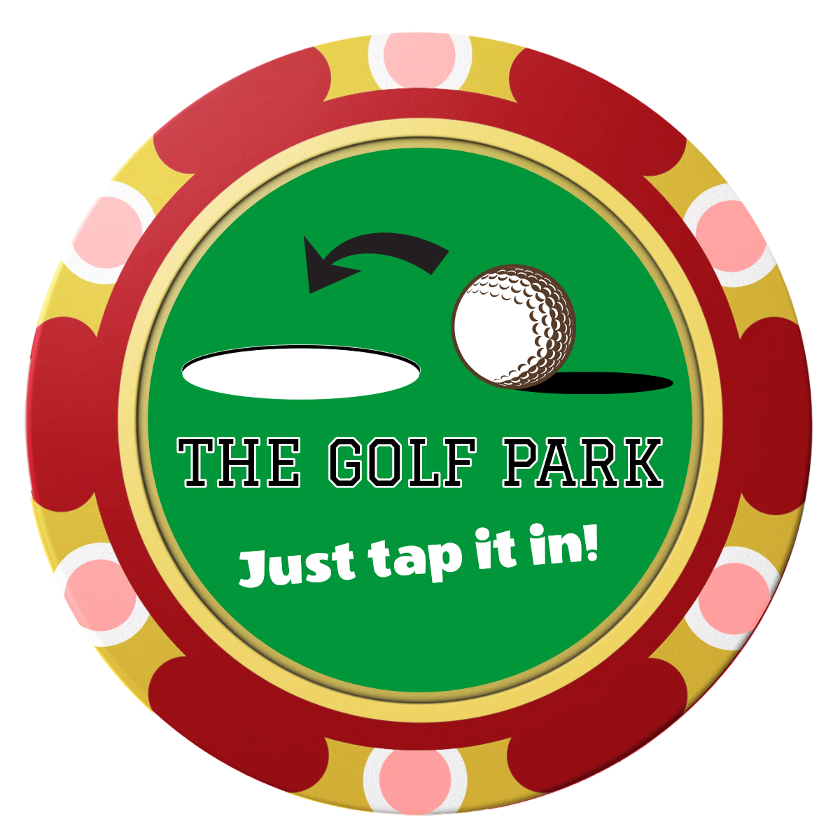Golf Slogan Clay Poker Chips - Red / Monte Carlo / 40mm - Front