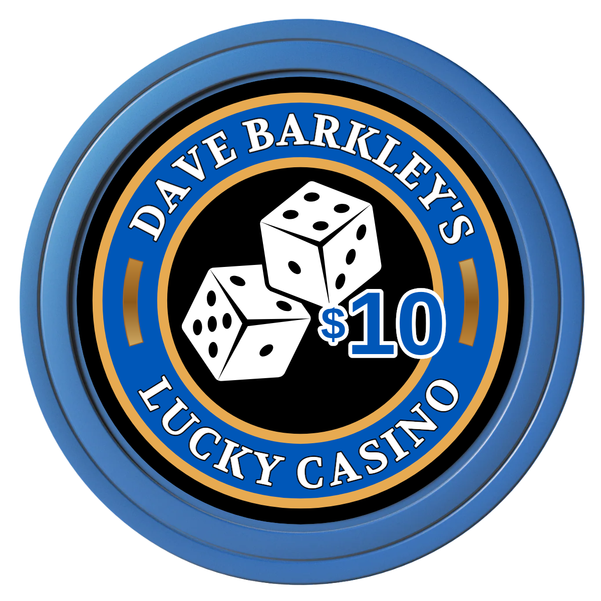 Dave's Lucky Casino Composite Poker Chips - Blue / Solid - Front