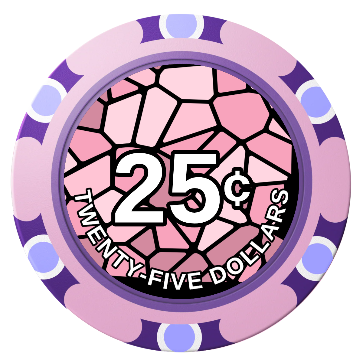 Stained Glass Clay Poker Chips - Pink / Monte Carlo / 40mm - Front