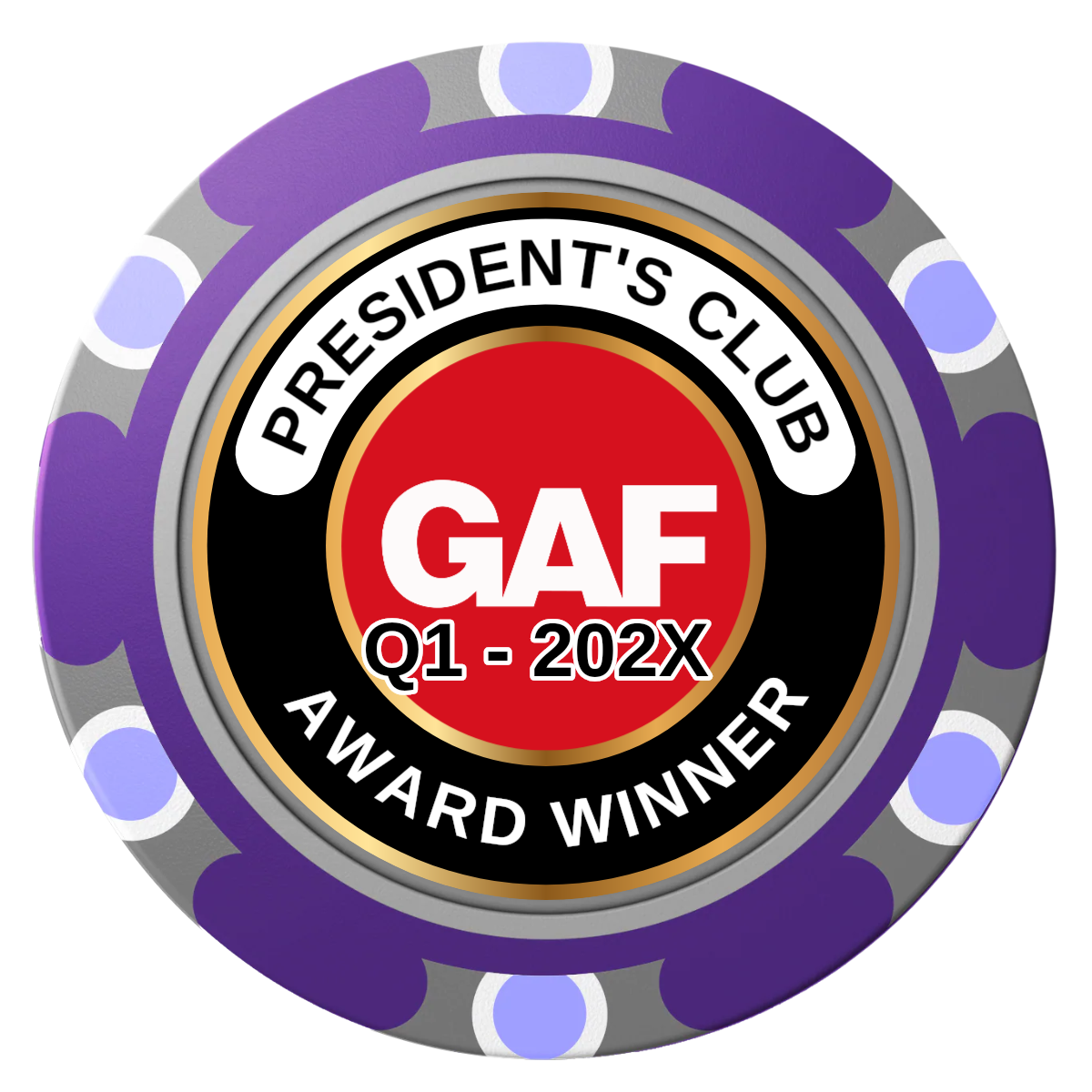 President's Club Clay Poker Chips - Purple / Monte Carlo / 40mm - Front