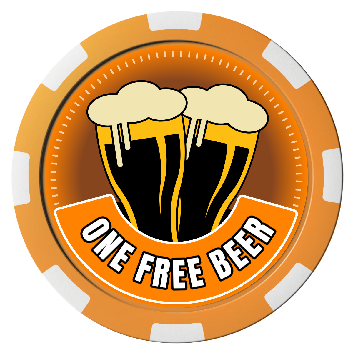 Double Pint 2 Composite Poker Chips - Orange / 8 Spot - Front