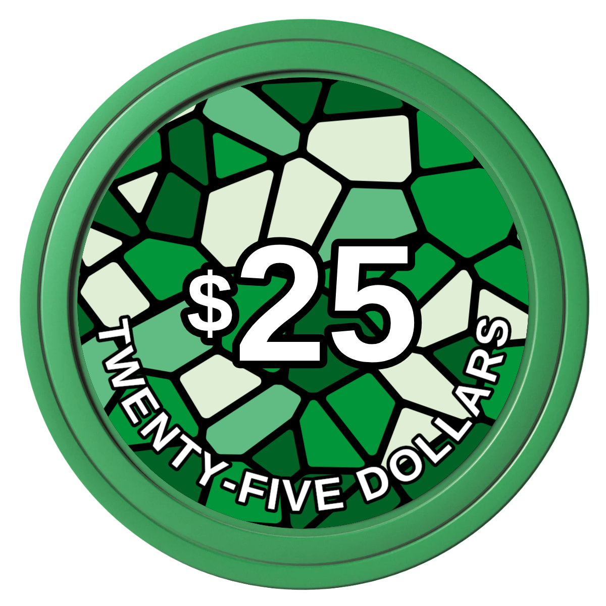 Stained Glass Composite Poker Chips - Green / Solid - Front