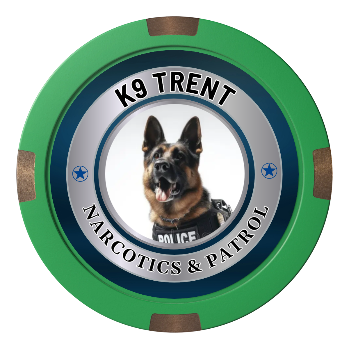 K-9 Trent Composite & Metal Hybrid Poker Chips - Green - Front