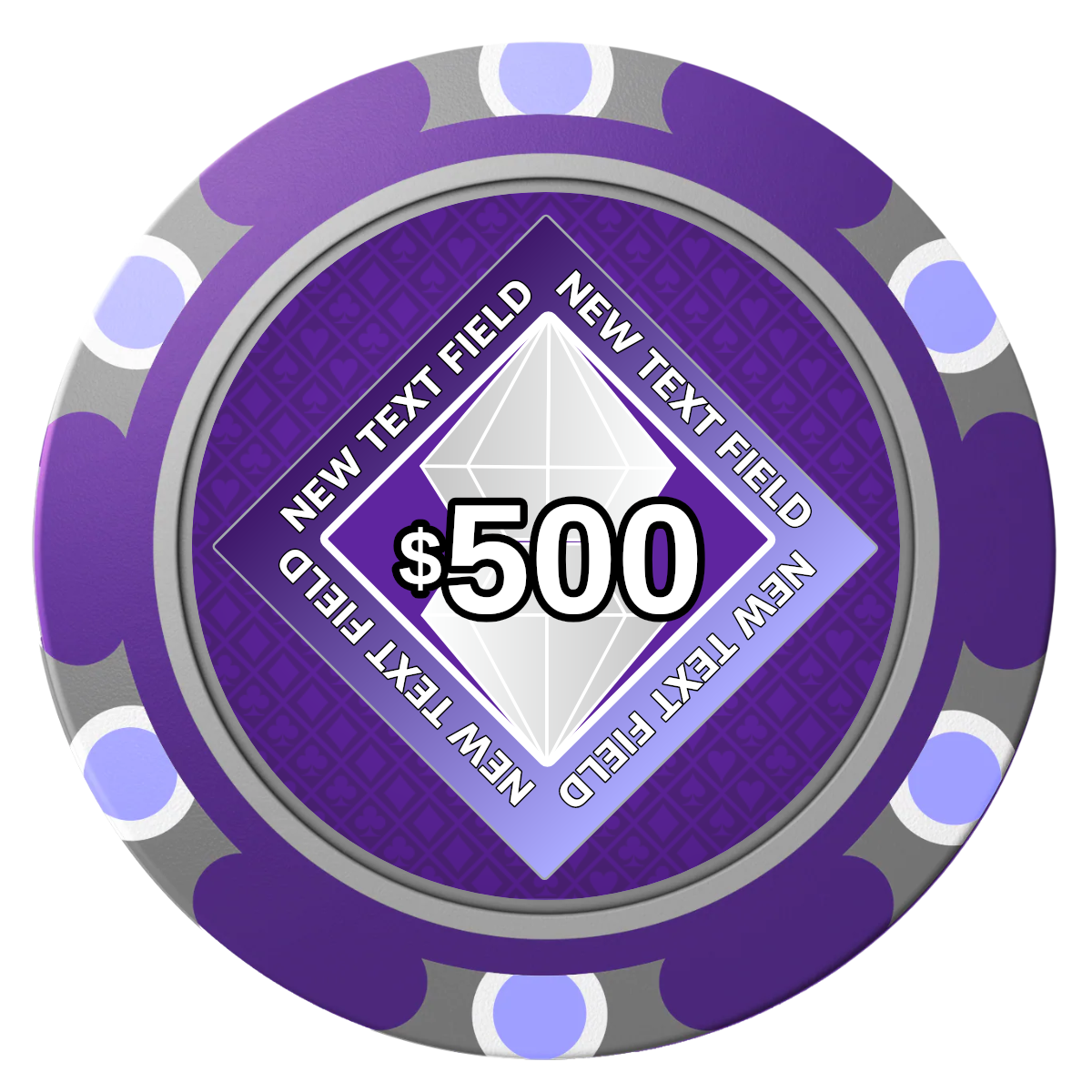 Diamond in the Rough Clay Poker Chips - Purple / Monte Carlo / 40mm - Front