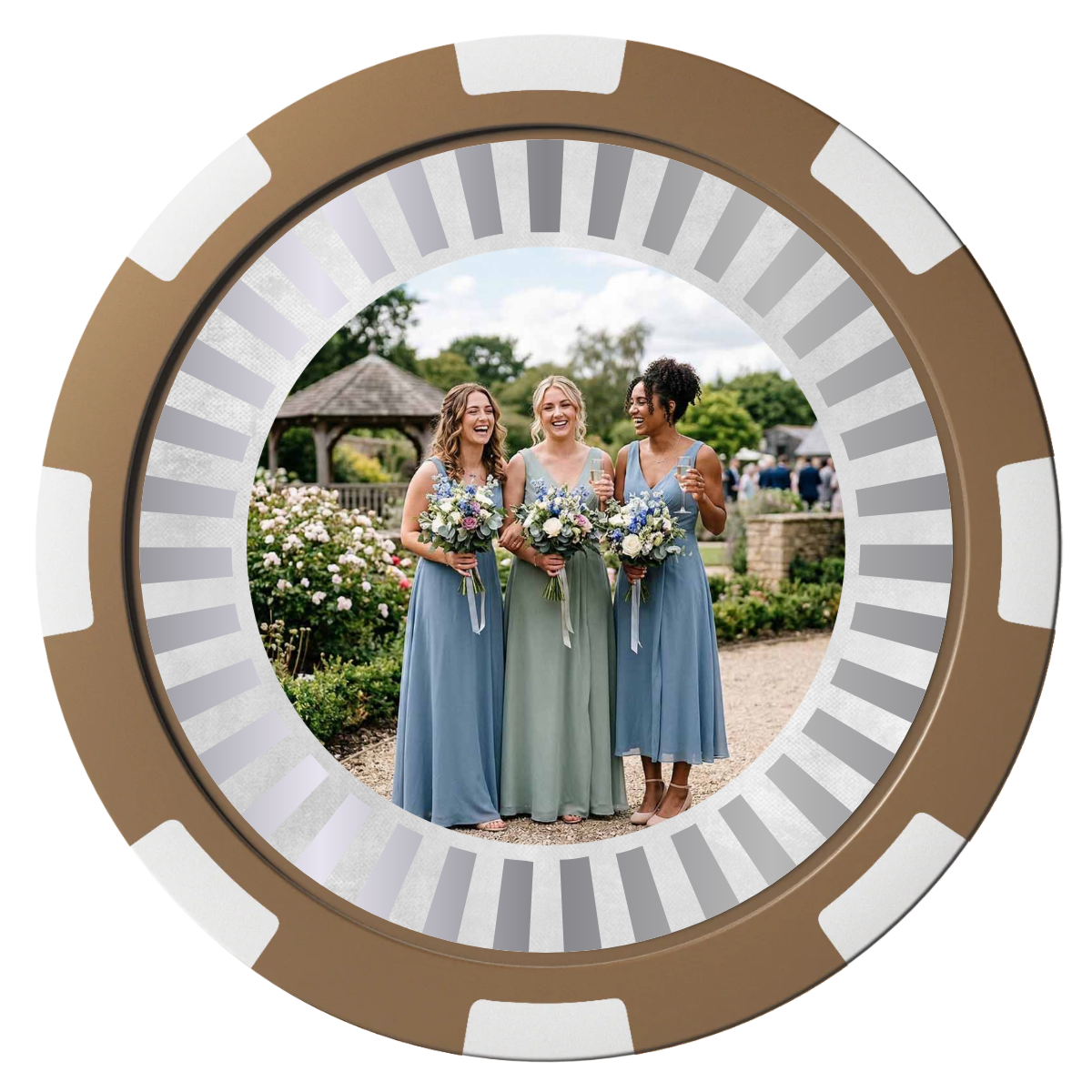 Be My Bridesmaid Simple Composite Poker Chips - Brown / 8 Spot - Back
