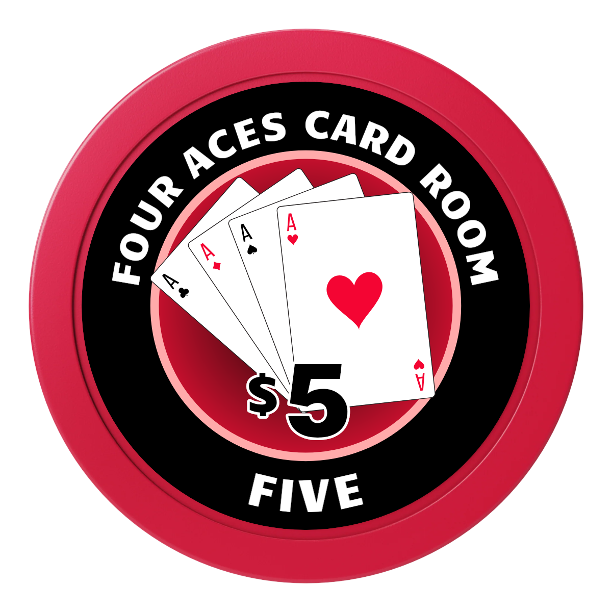 4 Aces Poker Room 2" Oversized Poker Chips - Red - Back