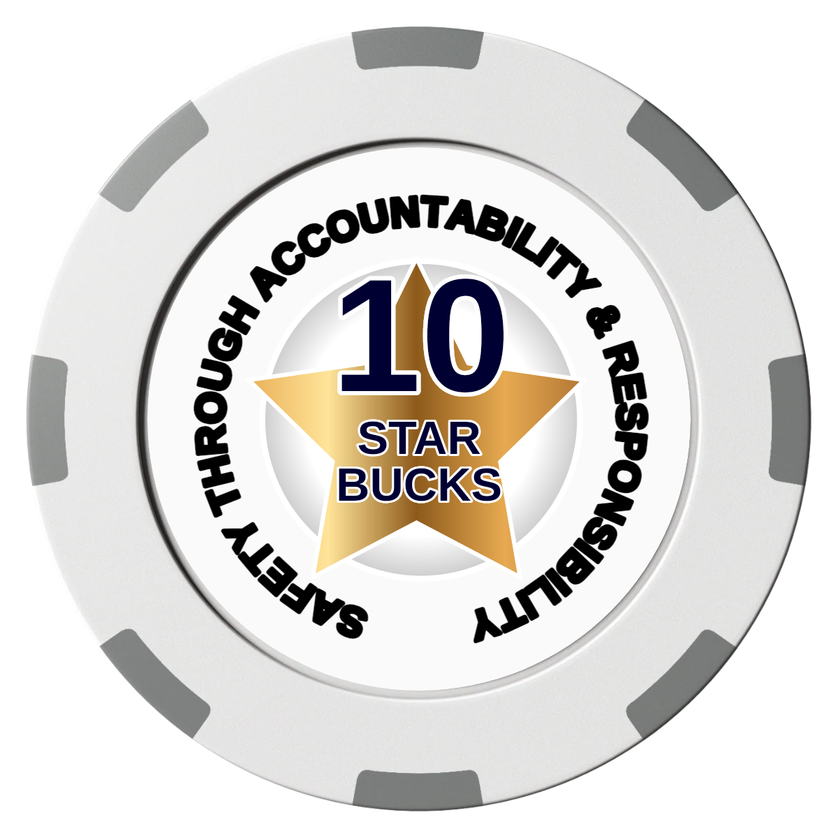 Safety Star Clay Poker Chips - White / 8 Spot (2 Tone) / 40mm - Front