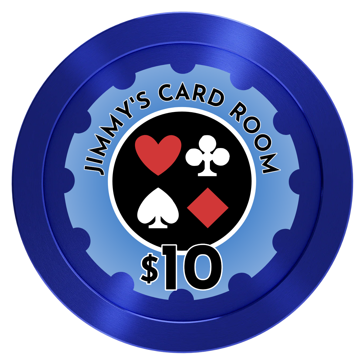 Your Four Suits Aluminum Poker Chips - Blue - Front