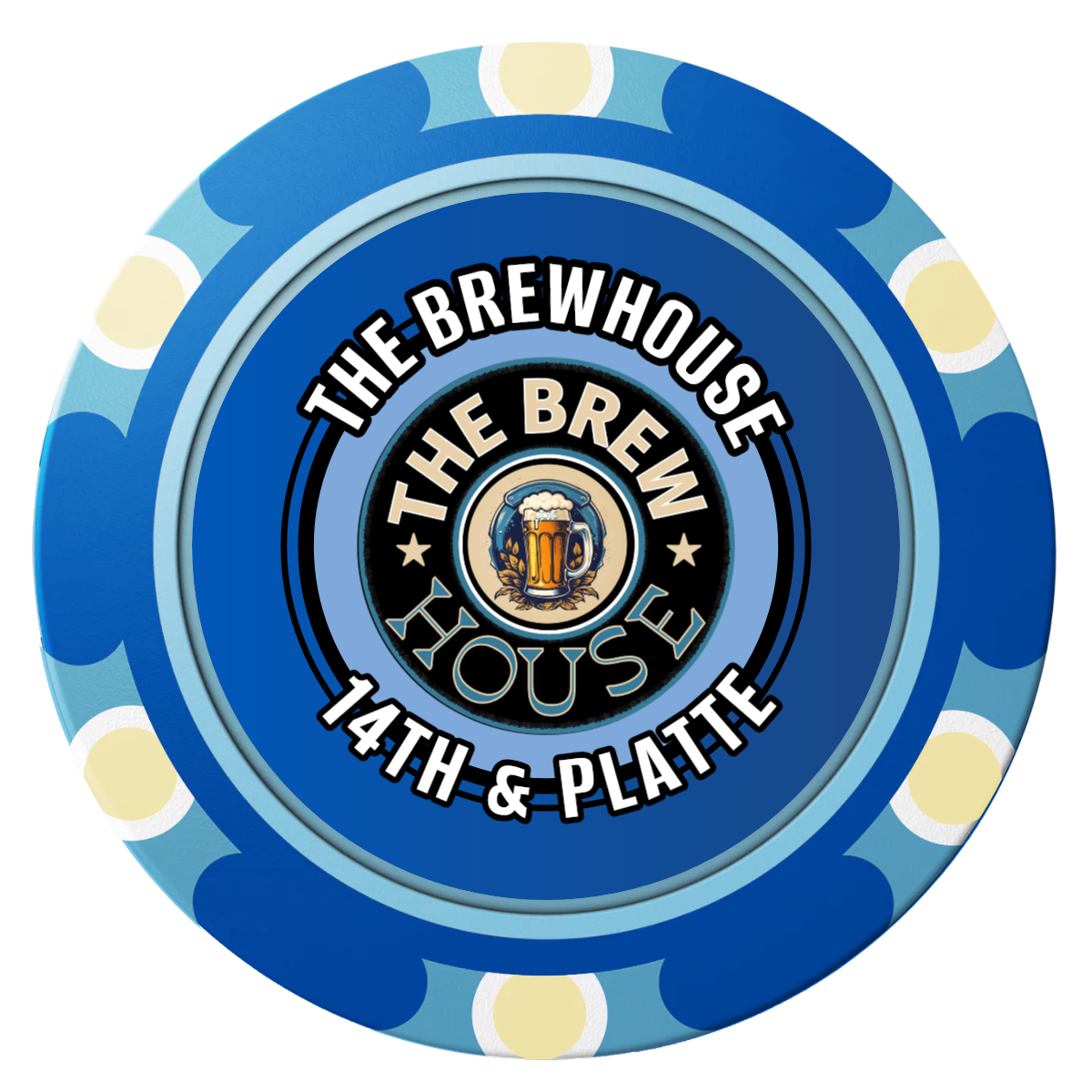 Ice Cold Beer Drink Token Clay Poker Chips - Blue / Monte Carlo / 40mm - Back