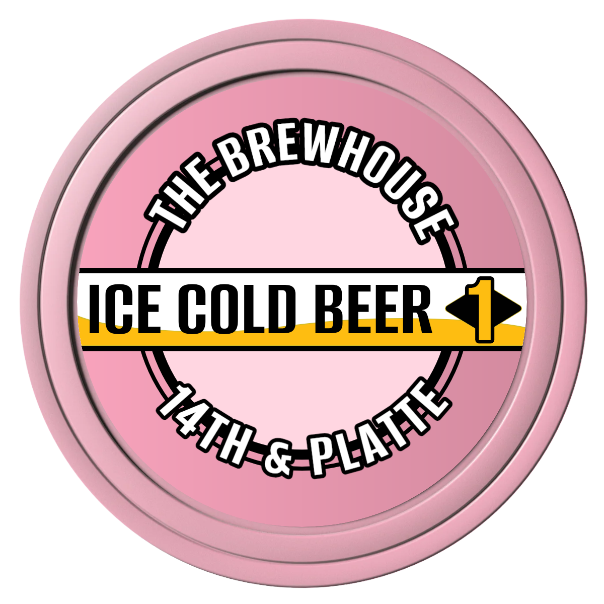 Ice Cold Beer Drink Token Composite Poker Chips - Pink / Solid - Front