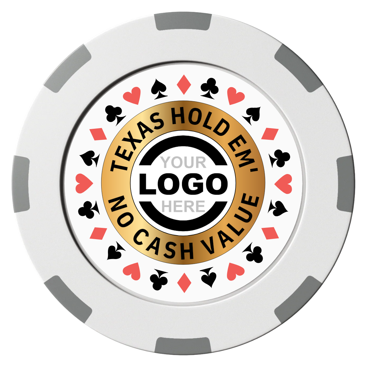 Texas Hold Em' Clay Poker Chips - White / 8 Spot (2 Tone) / 40mm - Front