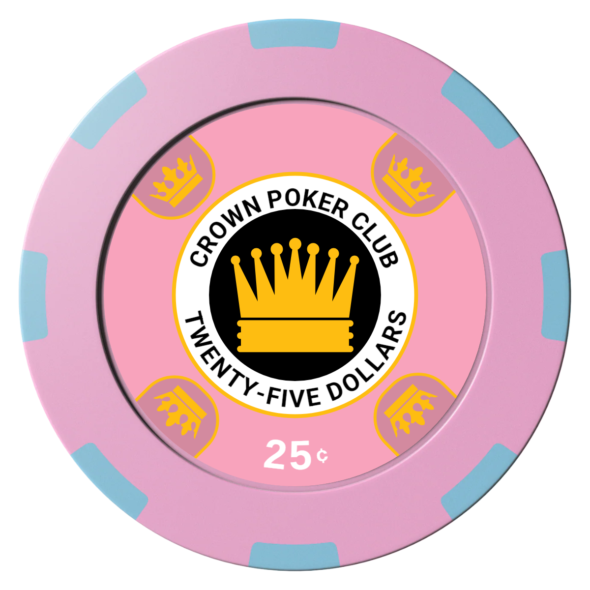 Crown Card Room Clay Poker Chips - Pink / 8 Spot (2 Tone) / 40mm - Front