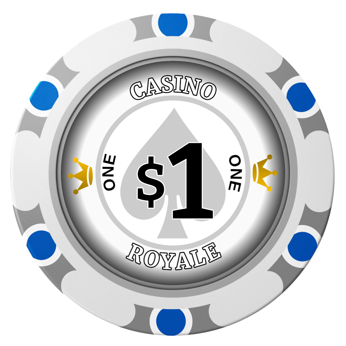 Casino Royale Clay Poker Chips - White / Monte Carlo / 40mm - Front