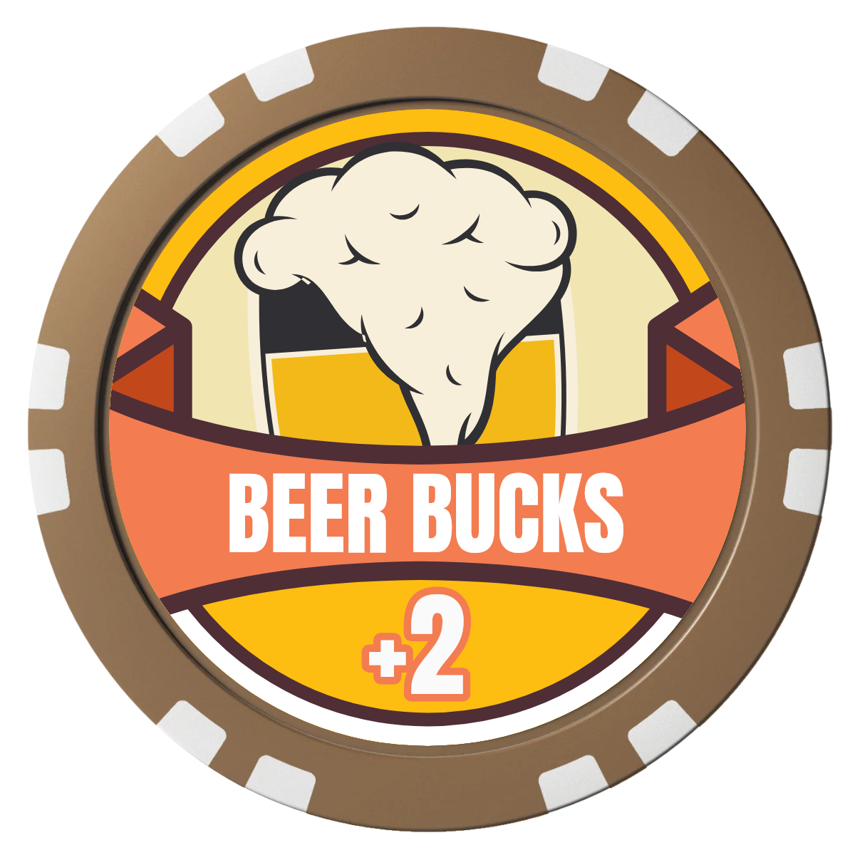 Banner Brew Composite Poker Chips - Brown / Double Stripe - Front