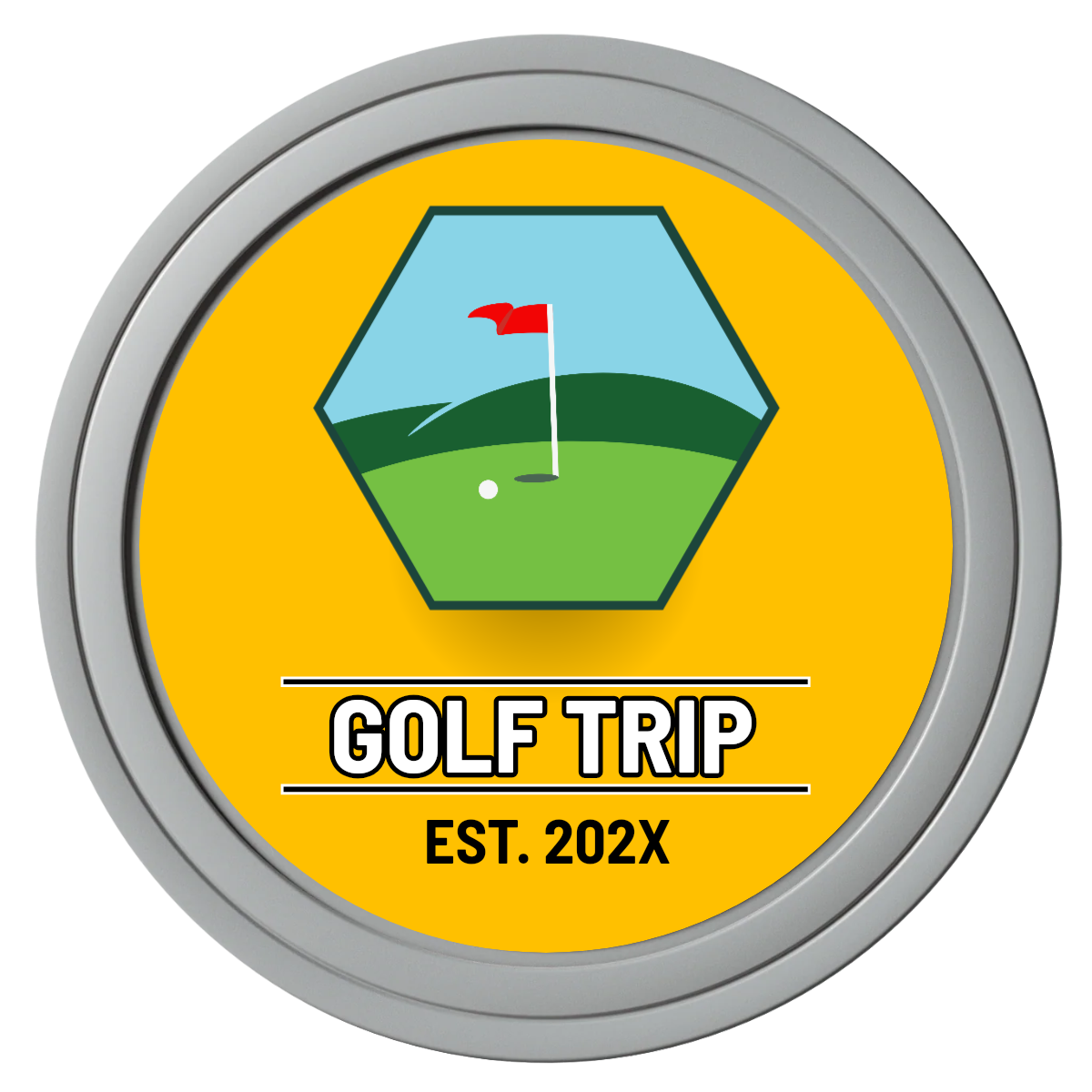 Golf Trip #001 Composite Poker Chips - Gray / Solid - Front