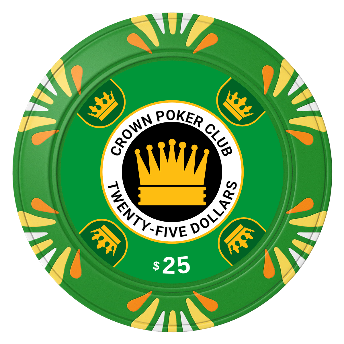 Crown Card Room Clay Poker Chips - Green / Macau / 40mm - Front