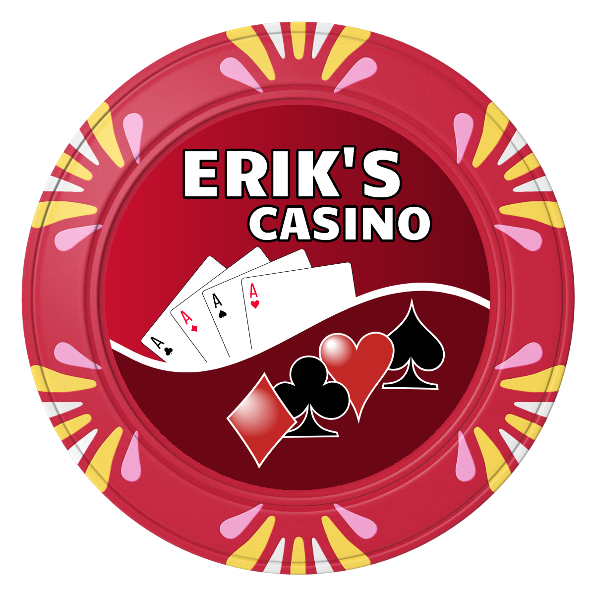 Erik's Casino Clay Poker Chips - Red / Macau / 40mm - Front