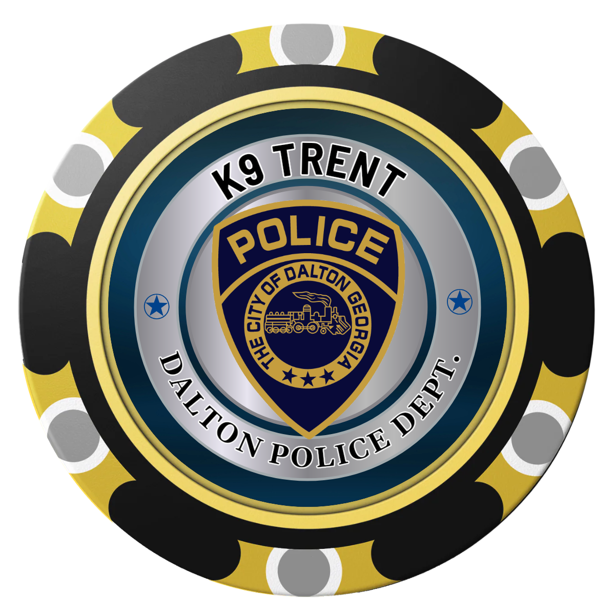 K-9 Trent Clay Poker Chips - Black / Monte Carlo / 40mm - Back