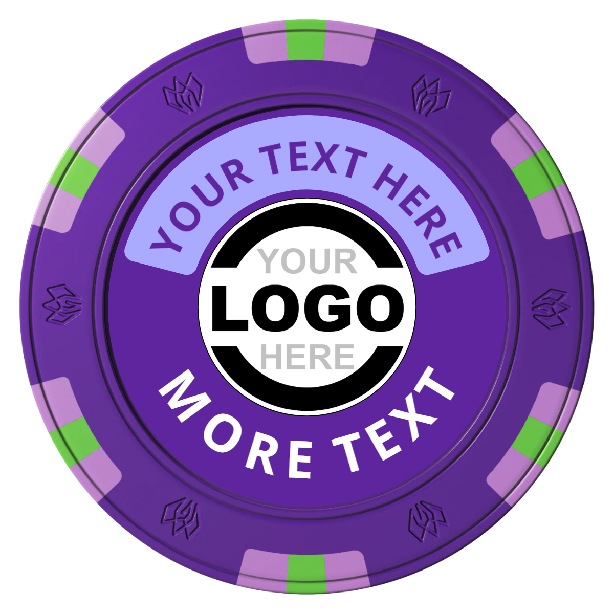 Two Tone Logo Clay Poker Chips - Purple / 6 Spot Gem / 40mm - Front