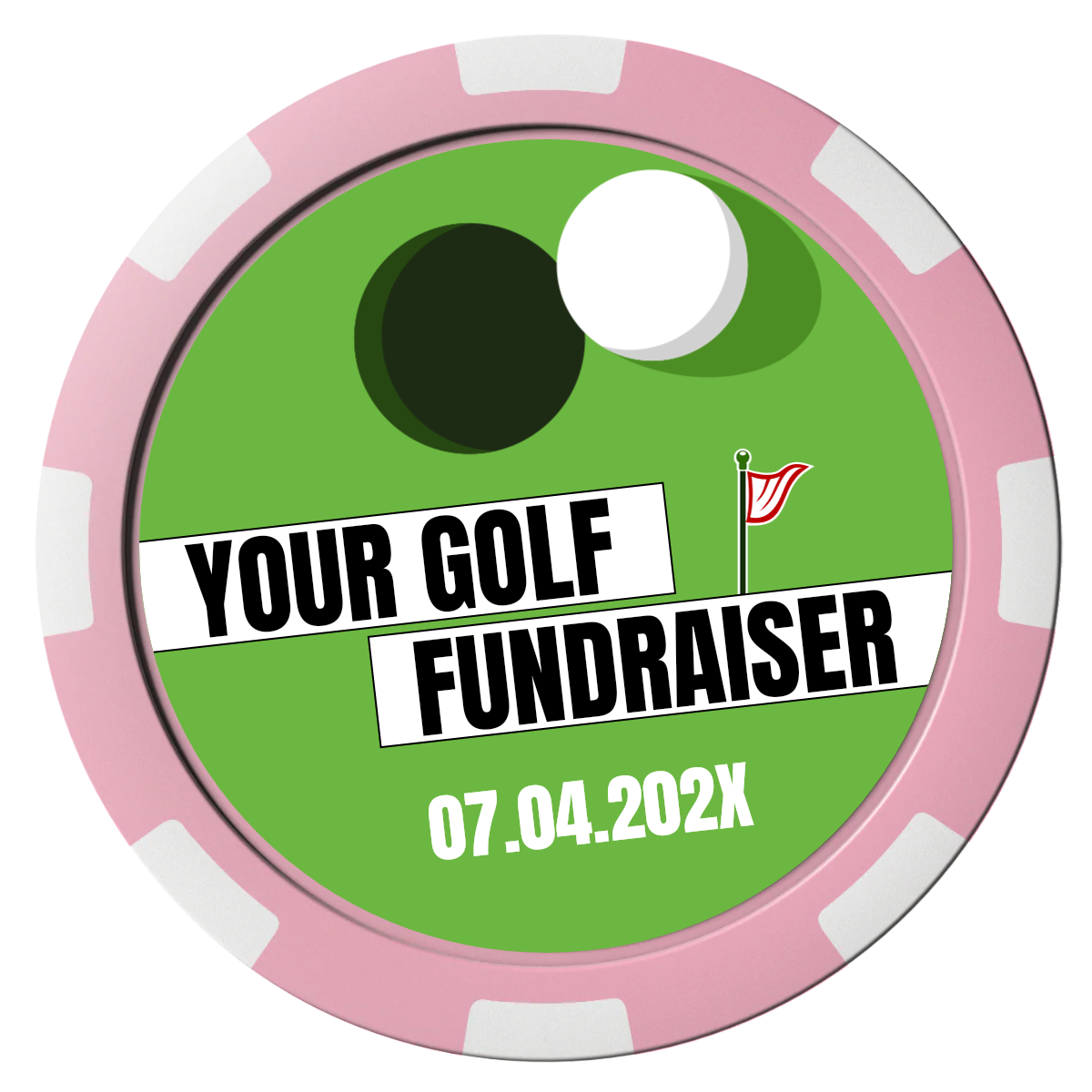 Putting Around Tournament Composite Poker Chips - Pink / 8 Spot - Front