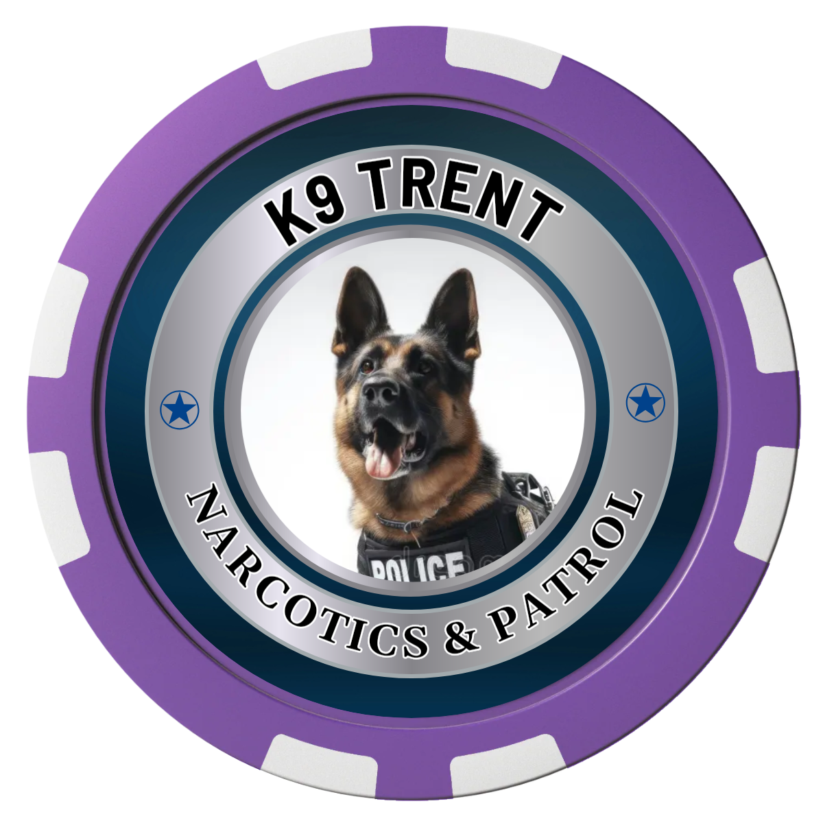 K-9 Trent Composite Poker Chips - Purple / 8 Stripe - Front