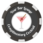 Fancy Drink Composite Poker Chips - Black / 8 Spot - Front