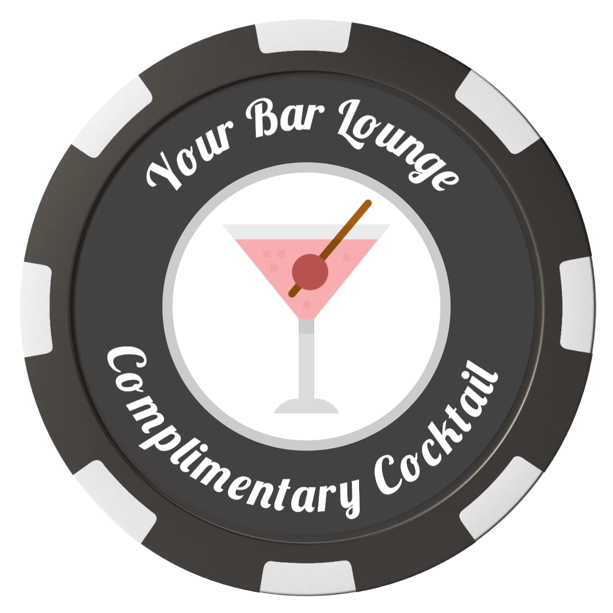 Fancy Drink Composite Poker Chips - Black / 8 Spot - Front