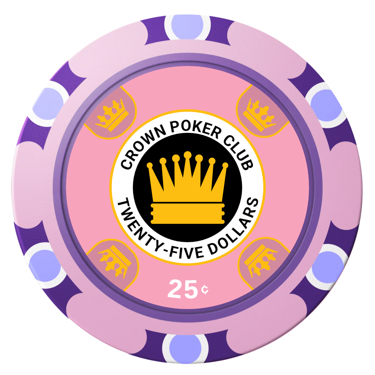 Crown Card Room Clay Poker Chips - Pink / Monte Carlo / 40mm - Front