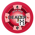 Jack Nine Card Room 2" Composite Dealer Button - Red - Back
