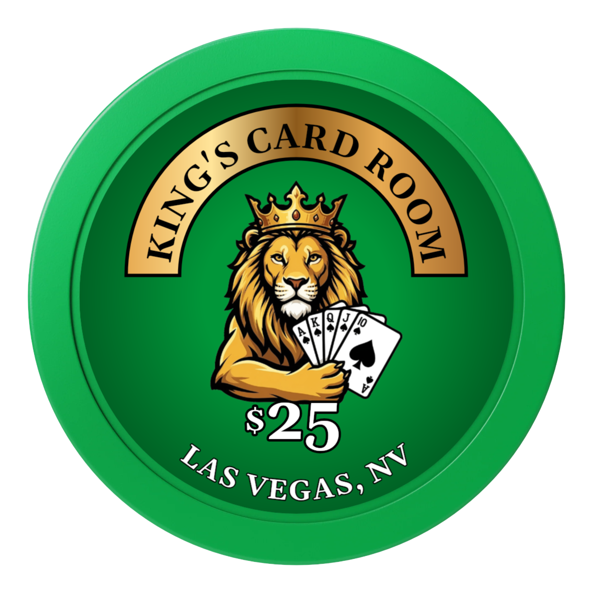 King's Card Room 2" Oversized Poker Chips - Green - Front