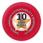 Safety Star 2" Oversized Poker Chips - Red - Front